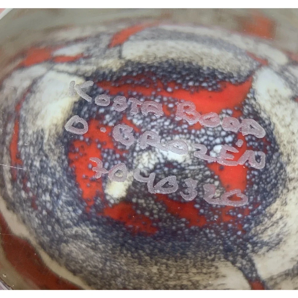 Vtg Y2K Kosta Boda Floating Flowers Vase Olle Brozén Signed Swedish Art Glass 7